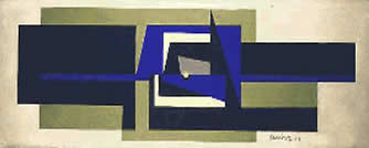 Horizonte verde azul 1958, oleo sobre tela 65 x 190 cm
